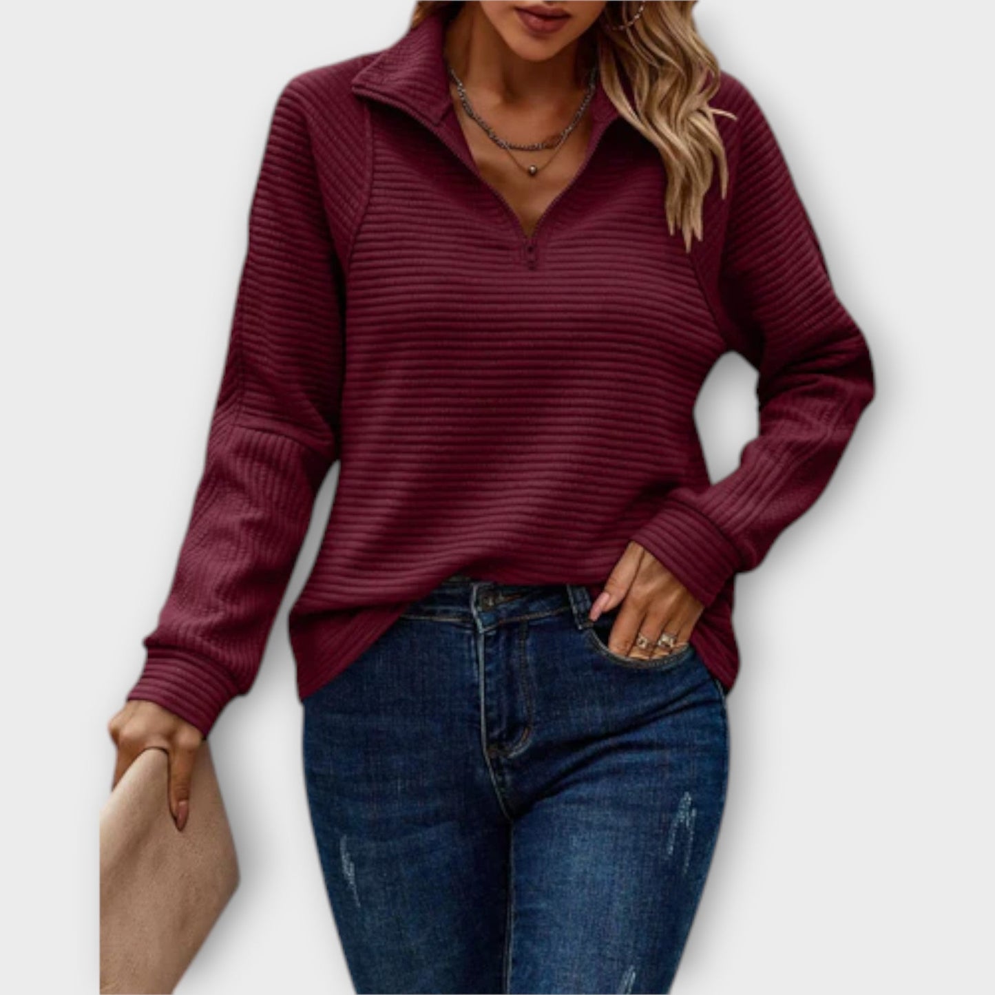 PHYLLIS - QUARTER-ZIP SWEATER