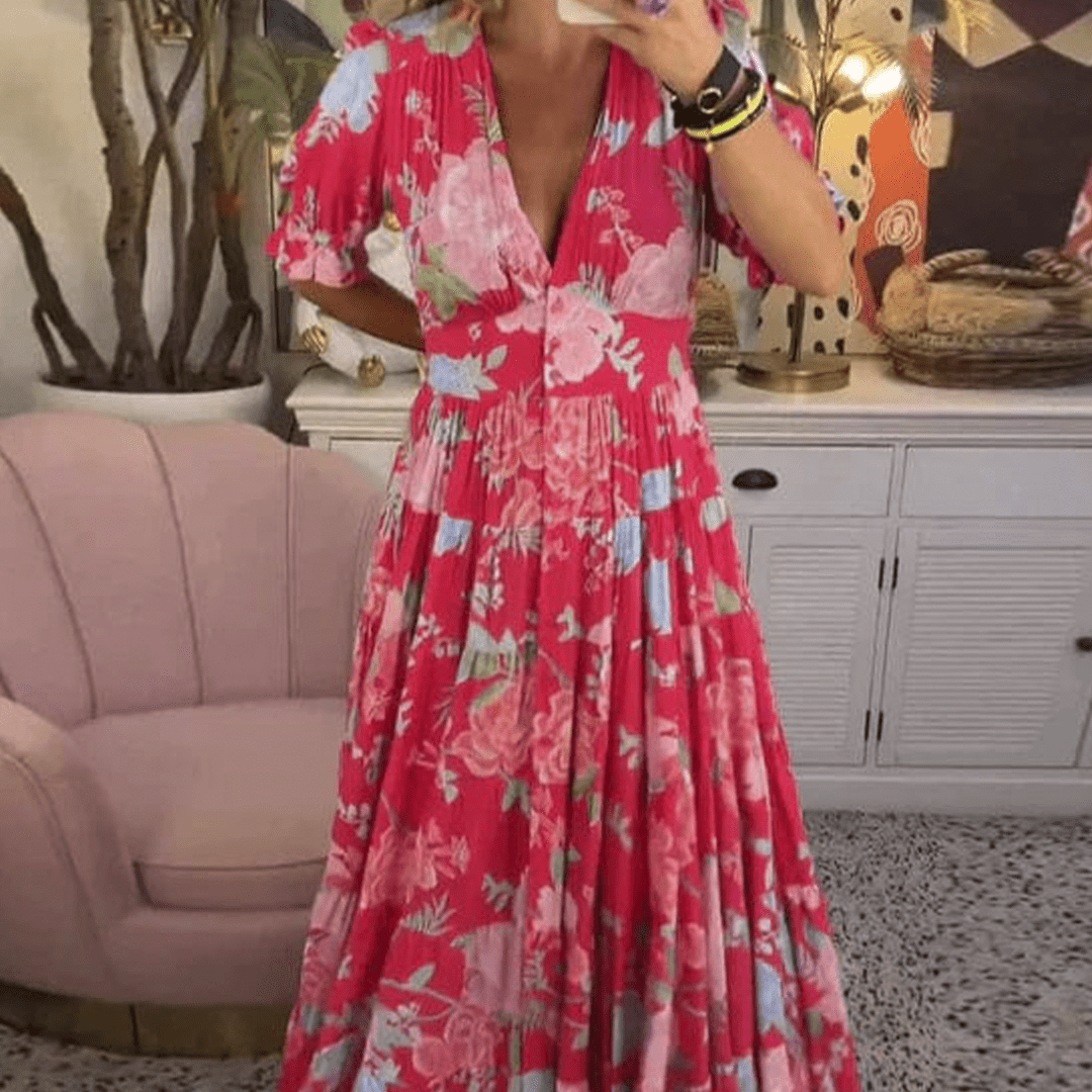 IXARAH - SUNSET ROMANCE LINEN DRESS