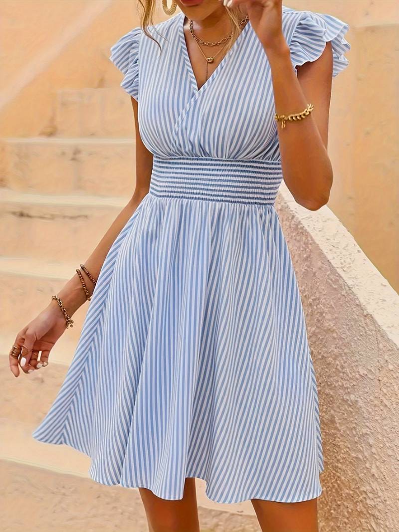 Myra | Striped Ruffle Dress