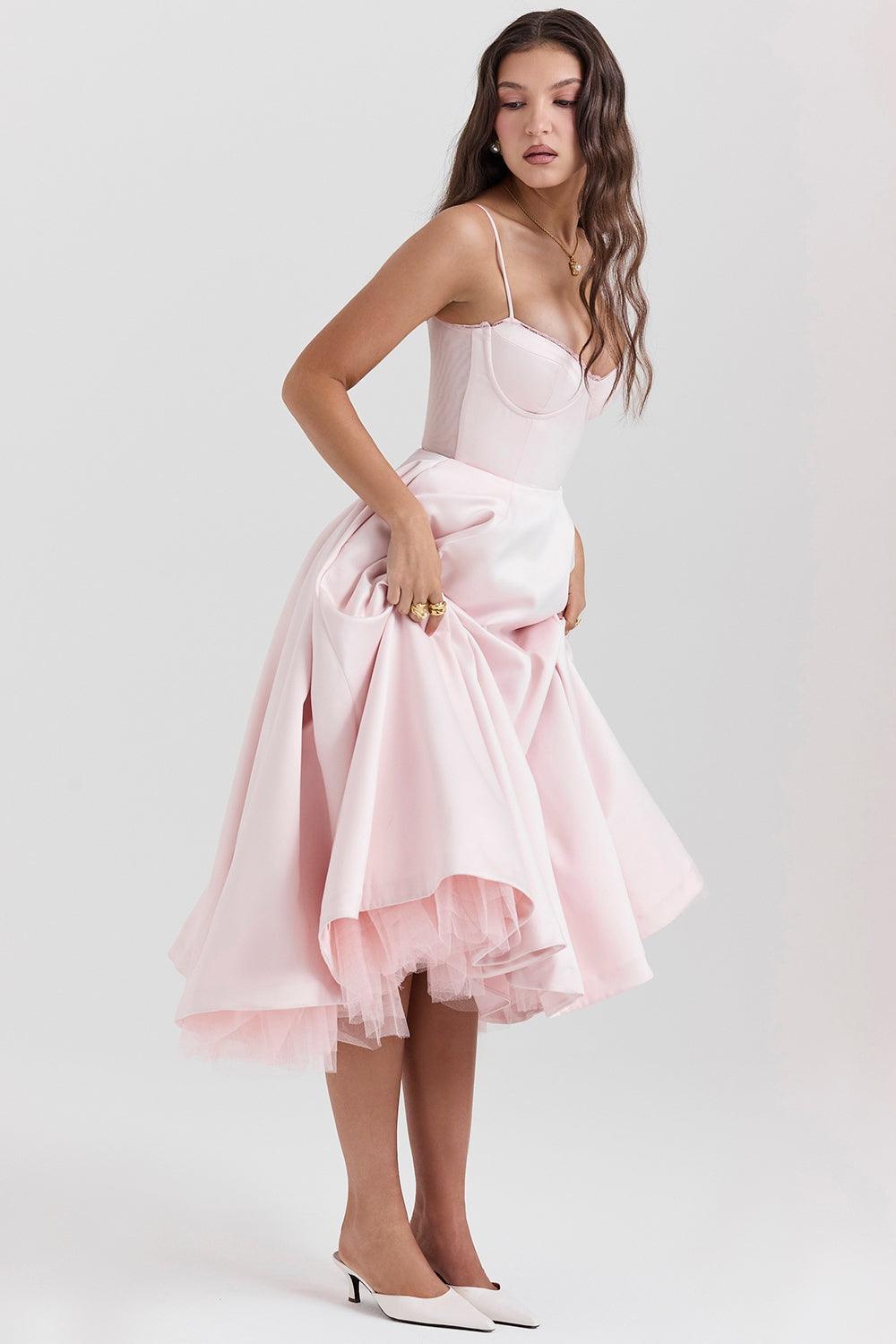 BRIGGITE - FIT AND FLARE BUSTIER TEA DRESS