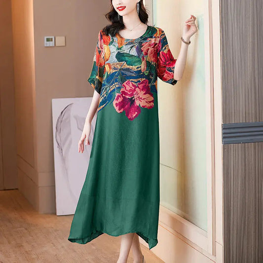 KIERSTEN - CHIC BOTANICAL PATTERN DRESS