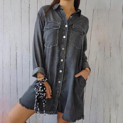 SHAVONNE -  SHIRT DENIM WITH LAPEL JACKET