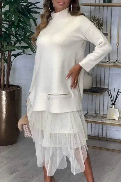 EIMEREN - SOLID PATCHWORK KNIT DRESS