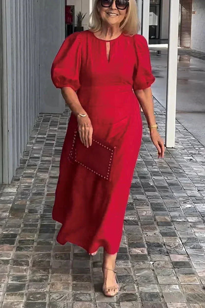 LORETA – CLASSIC PUFF STYLE MIDI DRESS