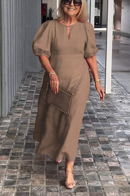 LORETA – CLASSIC PUFF STYLE MIDI DRESS