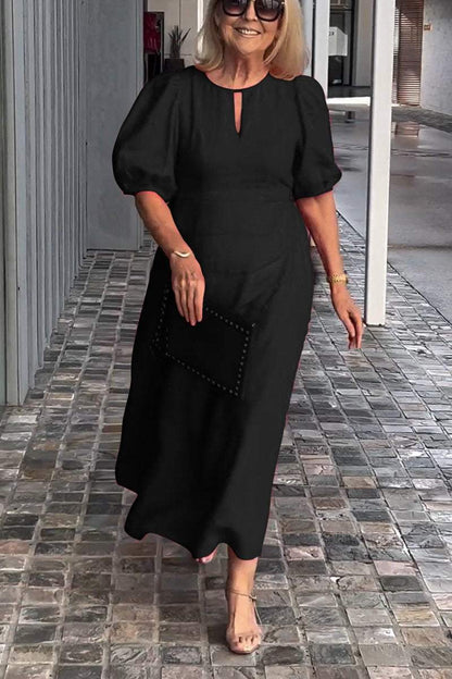 LORETA – CLASSIC PUFF STYLE MIDI DRESS