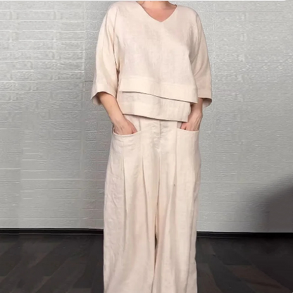 GENIEVA - COZY COTTON LINEN LOUNGEWEAR SET