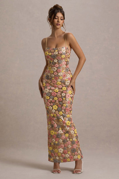 JULIANA - SEQUINED SUNSET BLOOM MAXI DRESS