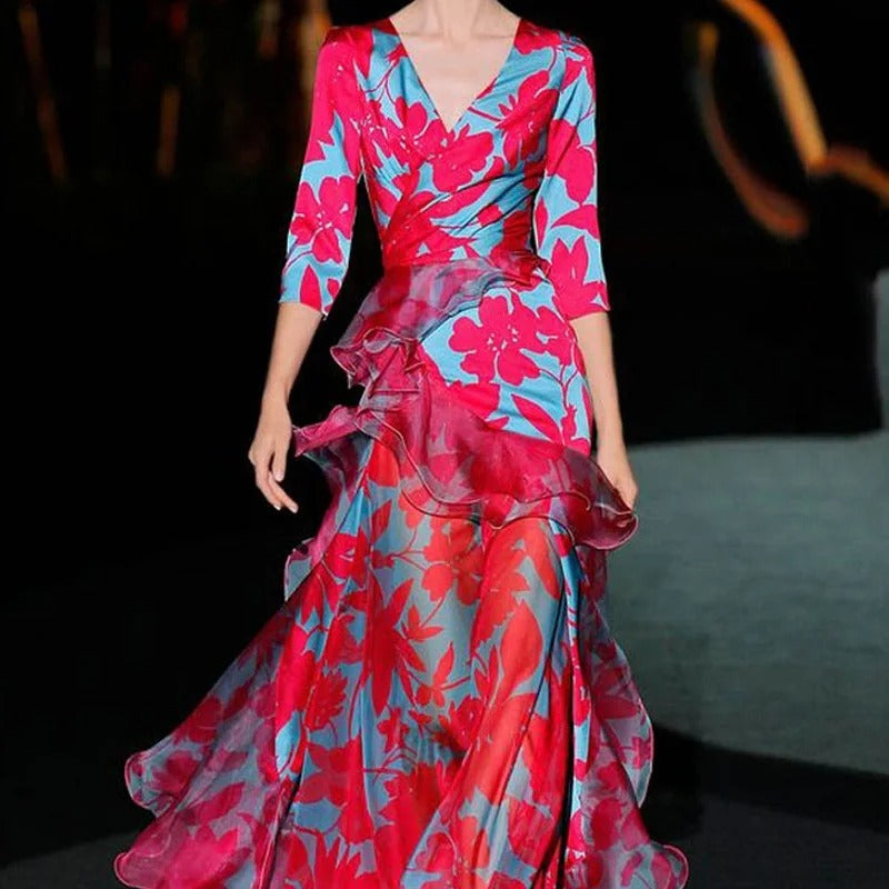 Chris - Floral Pattern Party Banquet Dress